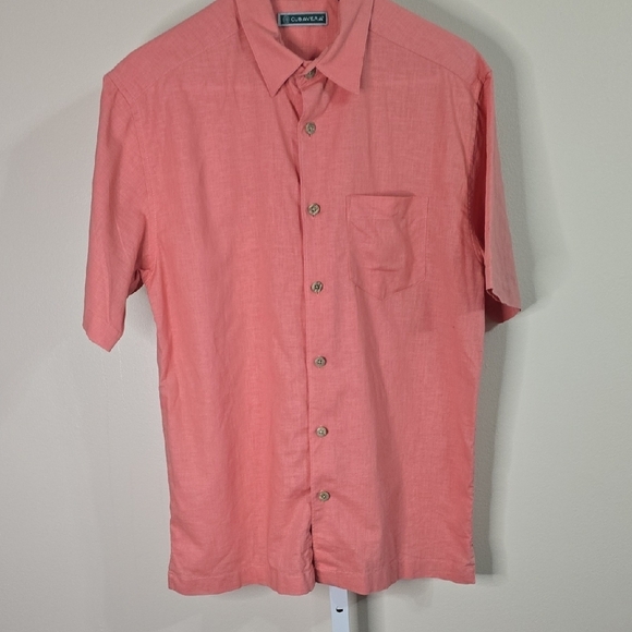 Cubavera Coral Short Sleeve Men's Top Sz S - Picture 1 of 4